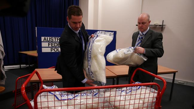 Australian Federal Police who seized 150kg of crystal methamphetamine. Picture: Cameron Richardson