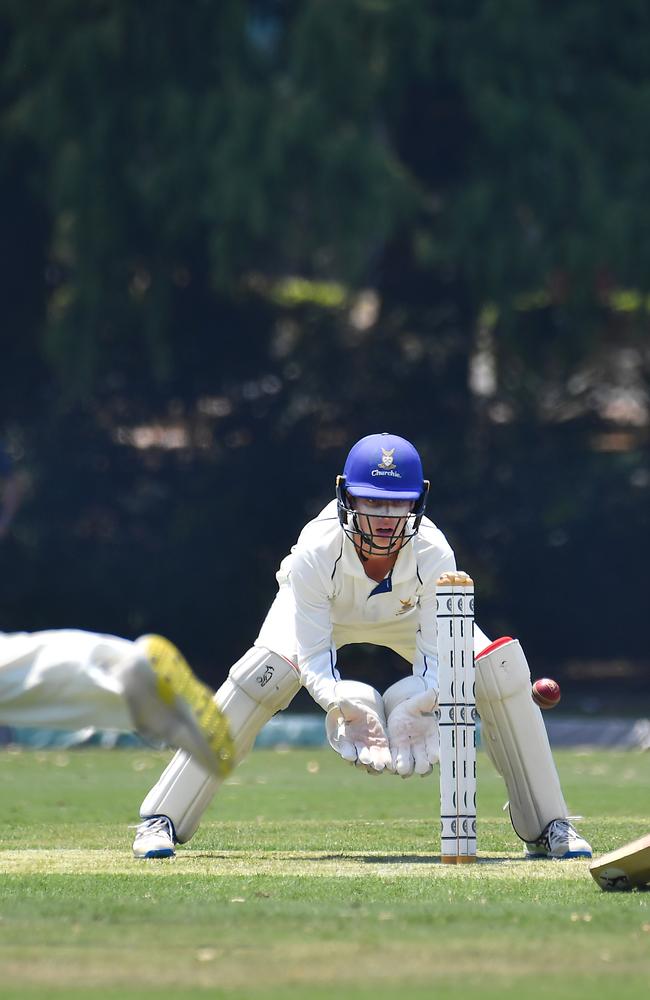 The positioning of Jayden Draper as a Churchie First XI players earlier this year. Picture, John Gass