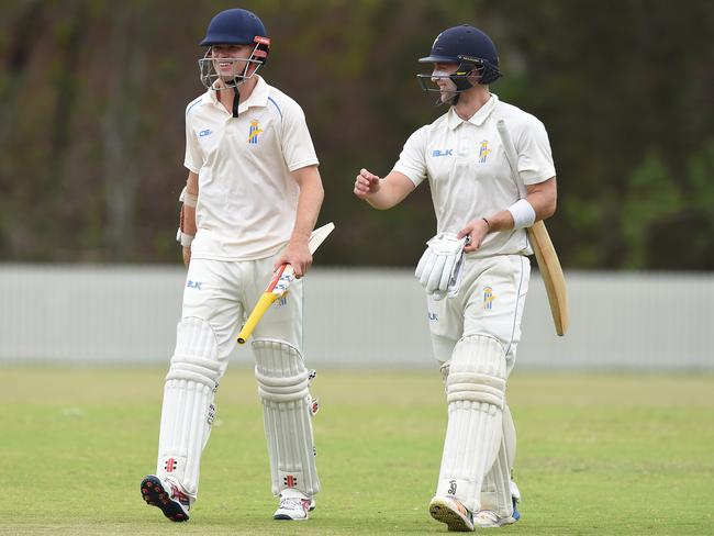 Maladay (right) with Dolphins captain Matt Kuhnemann. Picture: Lawrence Pinder