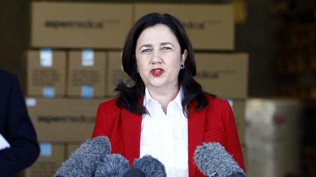 Queensland’s Premier Annastacia Palaszczuk said she could not continue to keep Queensland safe if she didn’t win a majority government at the October 31 election. Picture: NCA NewsWire/Tertius Pickard