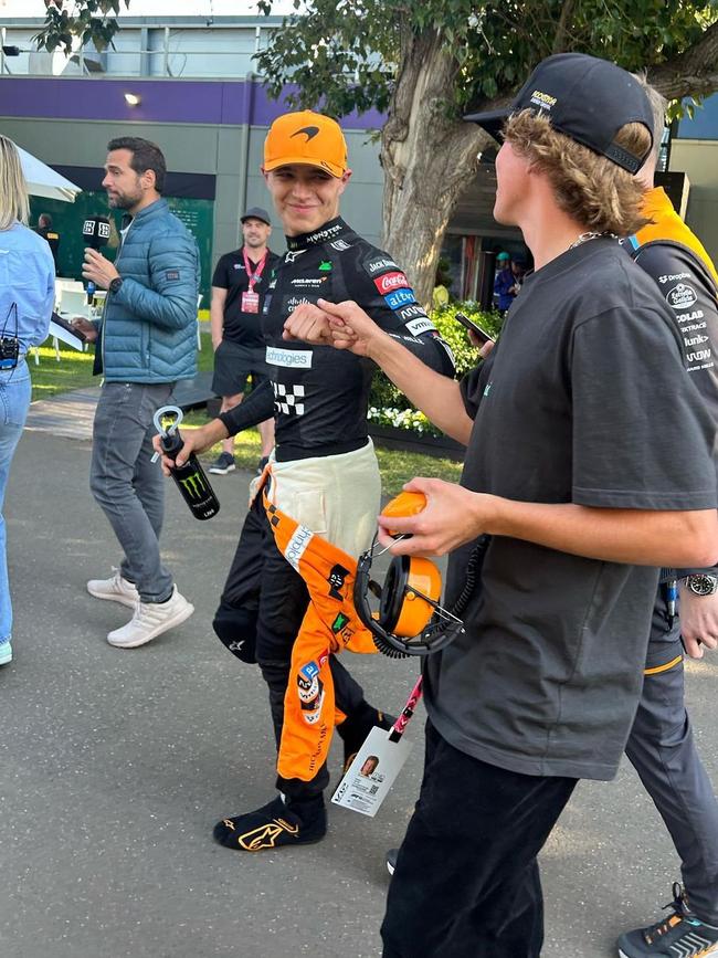 Keegan Palmer and best mate Lando Norris. Picture: Instagram, Keegan Palmer