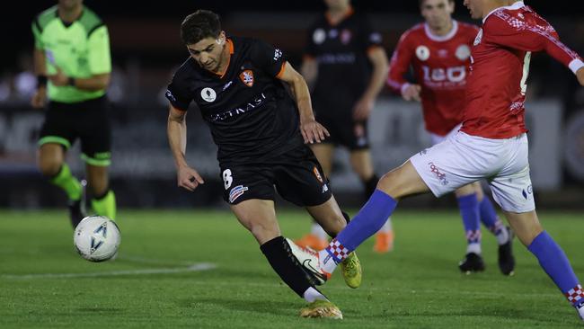 Jonas Markovski in action for Brisbane Roar. Picture: Jonathan DiMaggio