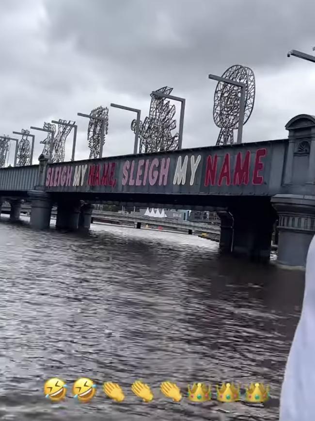 Selling Sunset star Chrishell Stause enjoys a boat ride along Melbourne’s Yarra River. Picture: Instagram