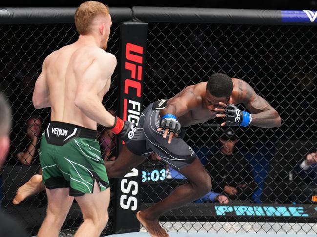 Della Maddalena sends Randy Brown reeling at UFC 284 in Perth. Picture: Chris Unger/Zuffa LLC/Getty Images