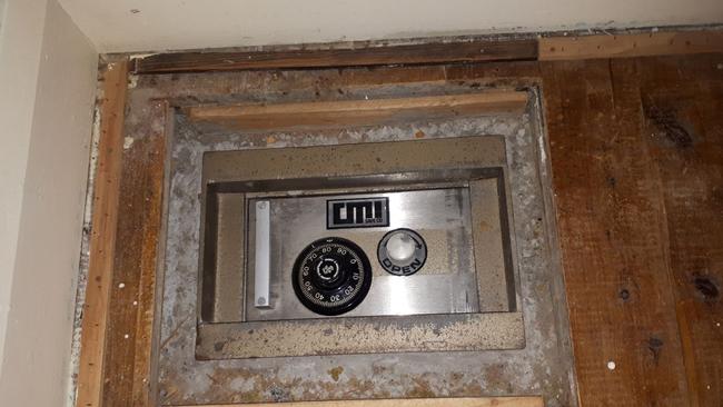 A safe in the floor at Lowe’s home.