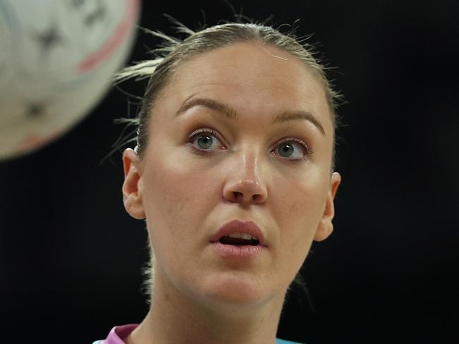 MELBOURNE, AUSTRALIA - APRIL 20: Sacha McDonald of the Mavericks warms up ahead of the round three Super Netball match between Melbourne Mavericks and Giants Netball at John Cain Arena, on April 20, 2025, in Melbourne, Australia. (Photo by Daniel Pockett/Getty Images)