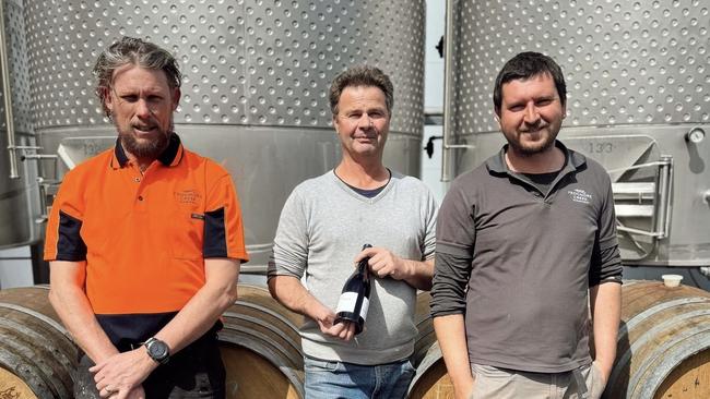 Frogmore Creek winemakers John Bown, Alain Rousseau, and Brad Morgan. Picture: Supplied