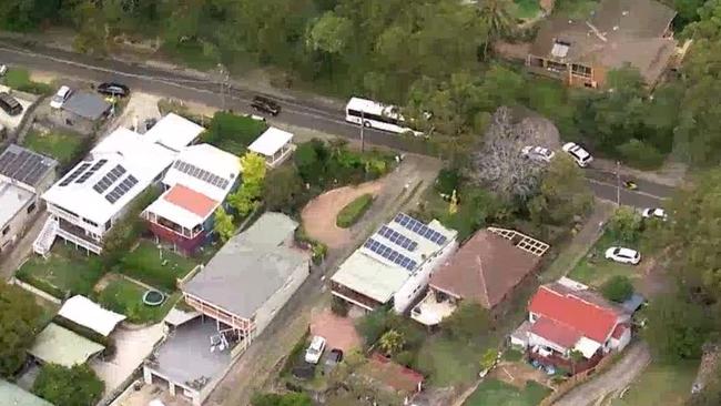 A school bus carrying about 40 children has collided with a car in Grays Point, leaving two children injured. Picture: 7News