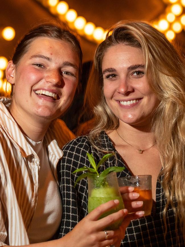 Cousins Meg Johnston (left) and Emma Bofill reunite at Coogee Pavilion.