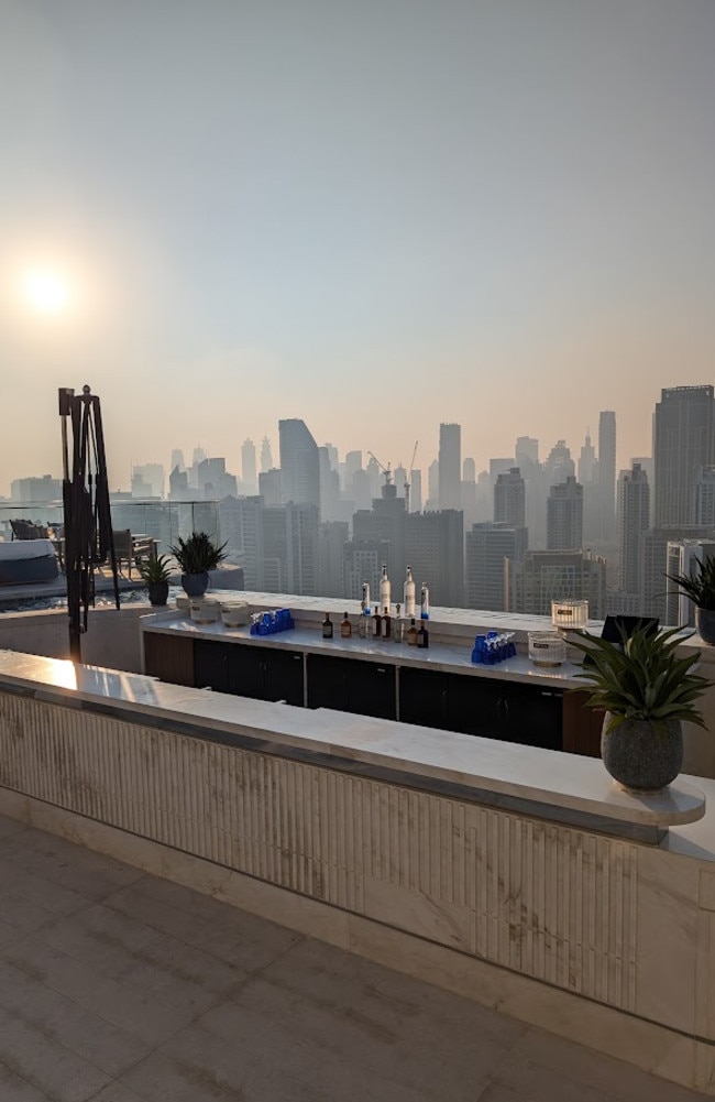 And the bar that overlooks the stunning Dubai skyline. Picture: news.com.au