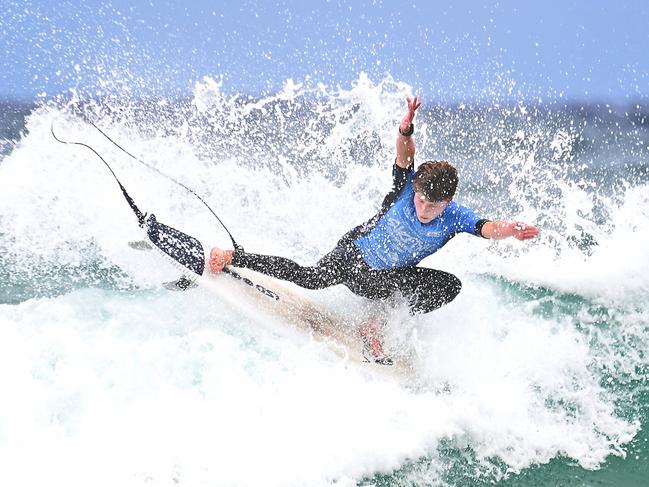 The finals of the boys individual events at the Australian Interschools Surfing Championships Friday May 24, 2024. Picture, John Gass