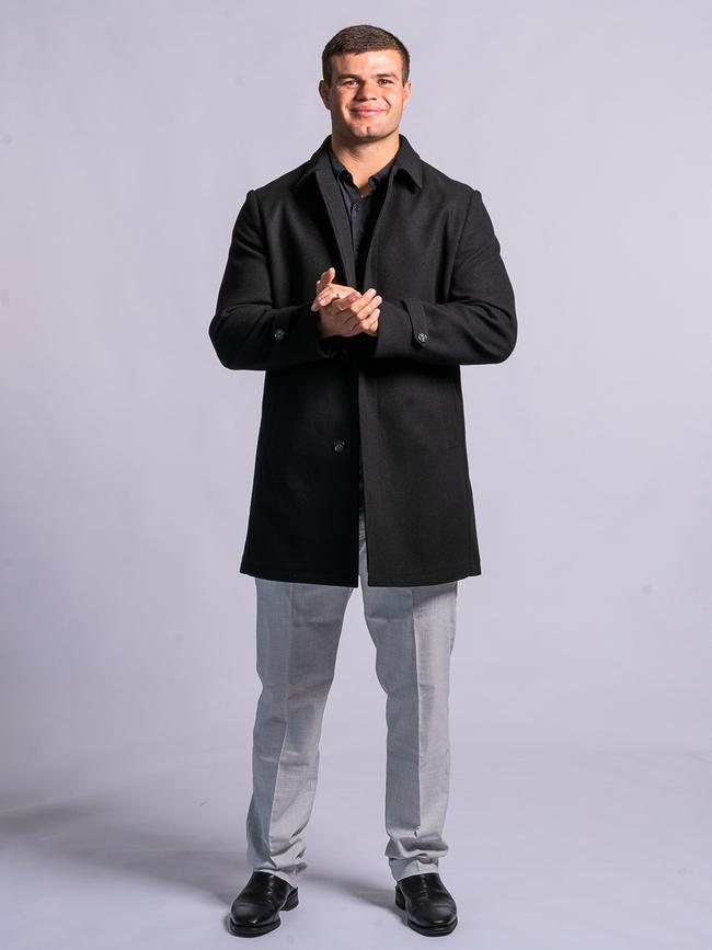 Blake Steep fronts the campaign for Van Heusen, the Sydney Roosters' Winter Picks. Picture: Supplied.