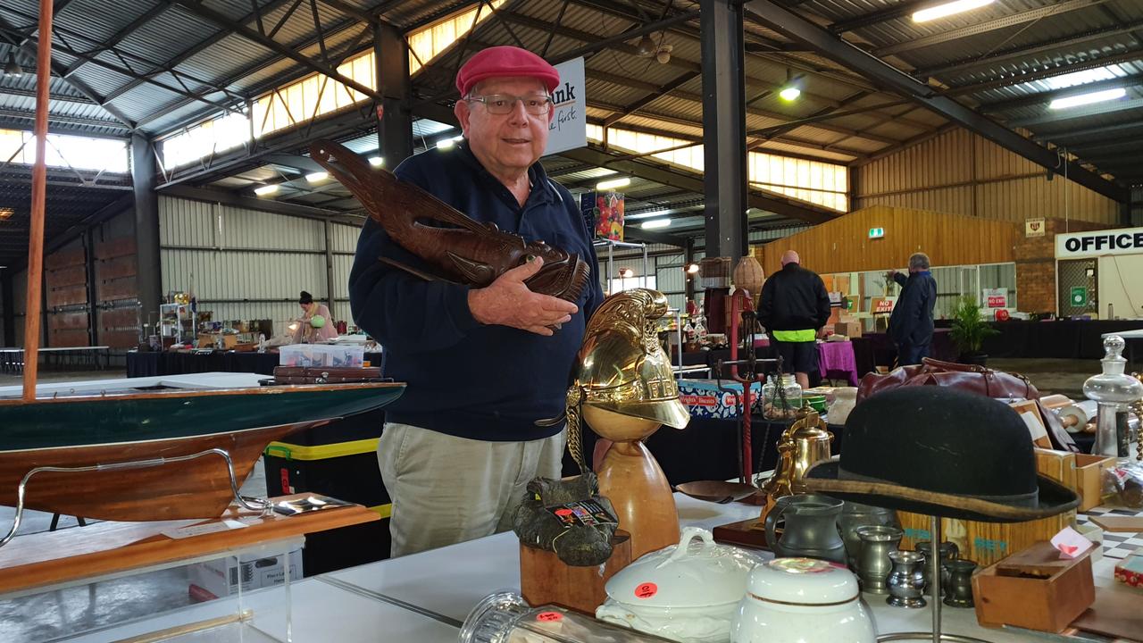 Antique collector Graham Christensen with some of his wares that will be on sale this weekend at the Toowoomba Antique Collectable Fair.