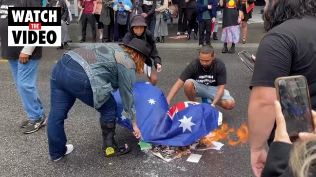 Australian flag burnt in Brisbane CBD protest