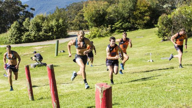 GWS Giants players training in the Blue Mountains. Picture: Supplied