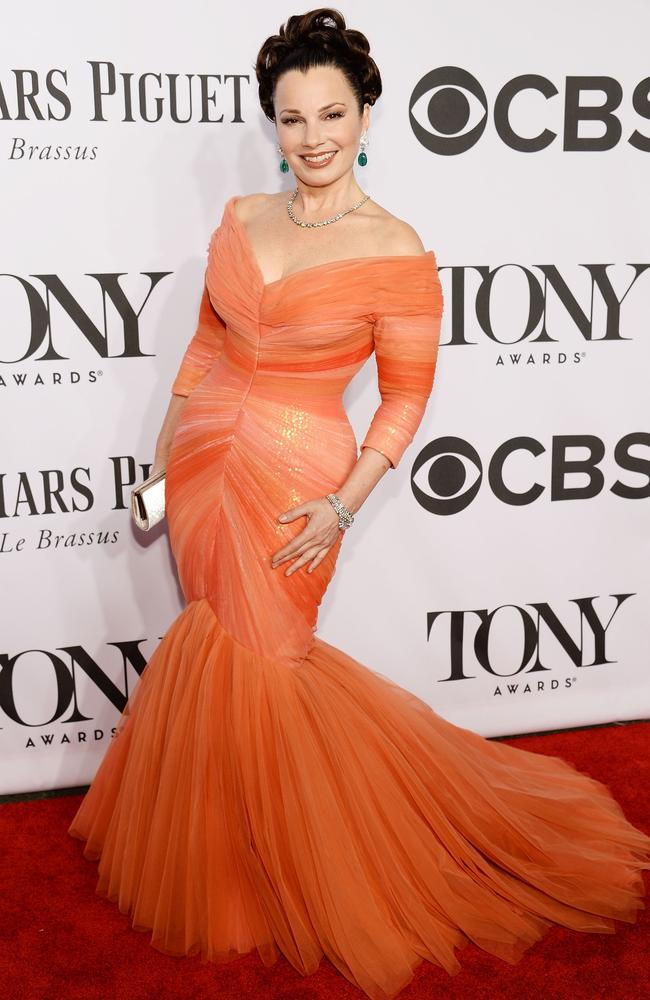 Fran Drescher sauntered down the red carpet in this orange tulle frock.