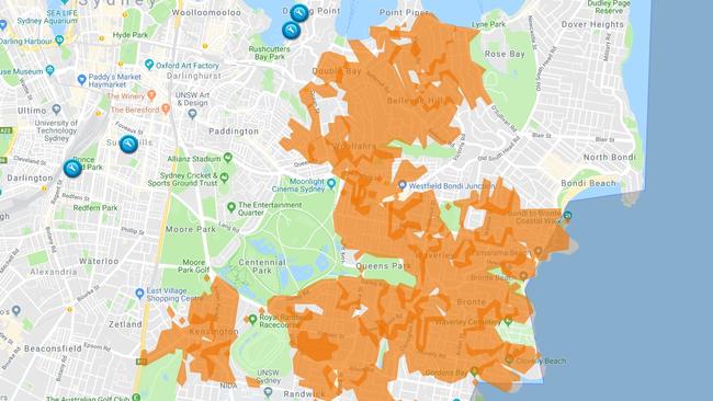 Emergency crews on way to investigate power cut in parts of Bondi, Kensington, Randwick, Bondi Junction. Picture: Ausgrid