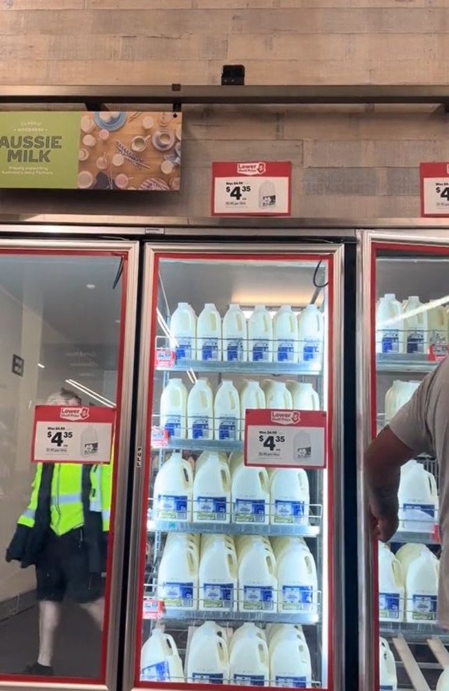 The milk is restocked from behind the shelves, with workers accessing them via a hidden room. Picture: TikTok/hennaazz