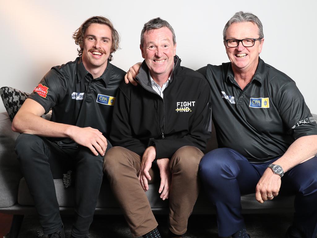 Joe Daniher pictured with his uncle Neale (centre) and dad Anthony. Picture: Alex Coppel.