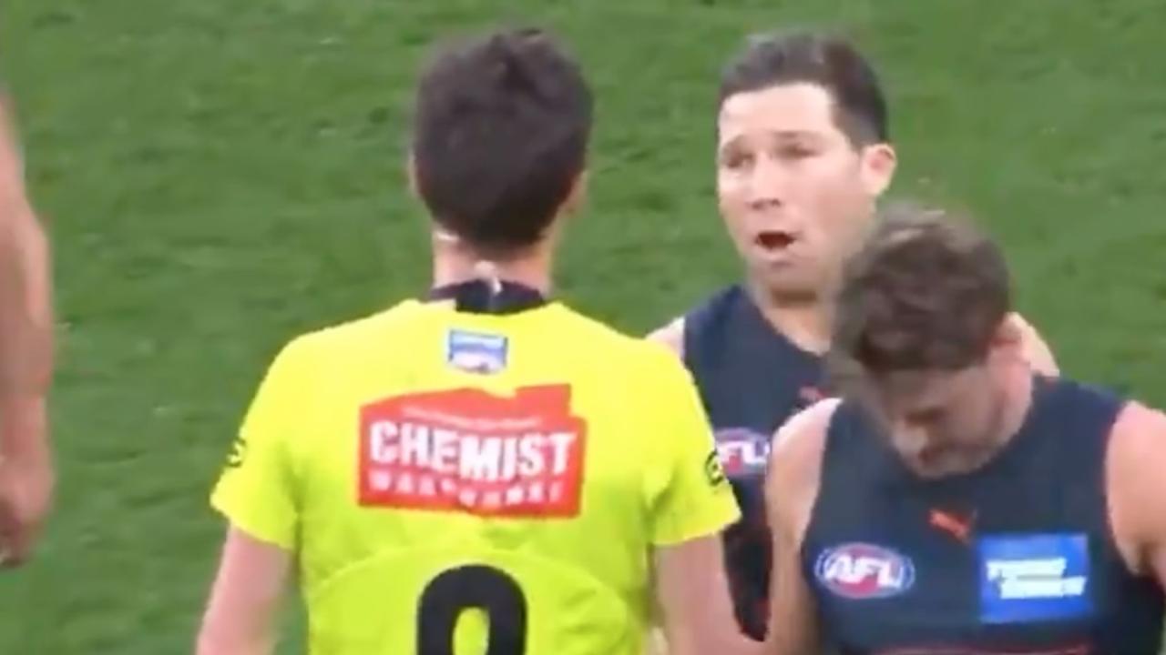 Greene was displeased with something during the third quarter. Source: FOX Footy