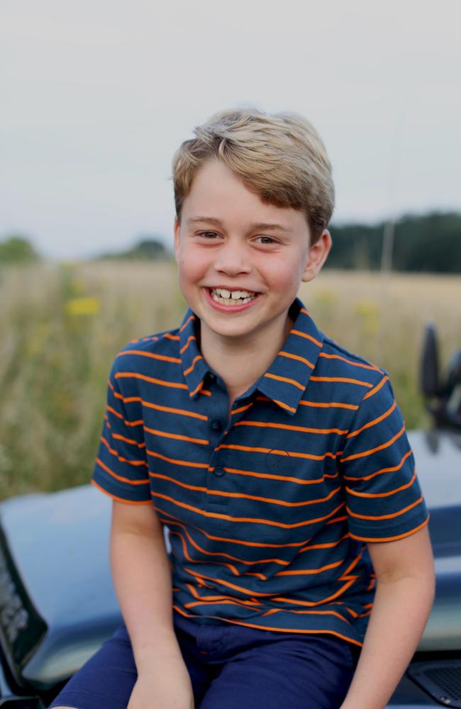 Prince George will celebrate his eighth birthday tomorrow, and is seen in this new portrait taken by his mother, the Duchess of Cambridge. Picture: The Duchess of Cambridge