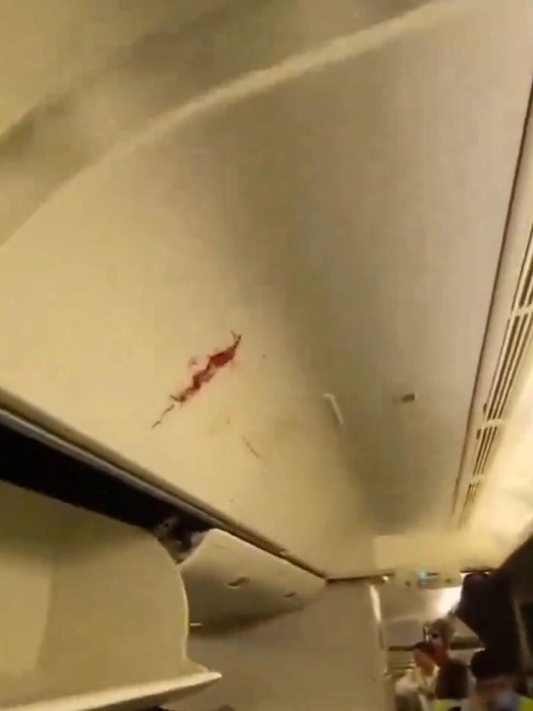 Blood splatters could be seen in pictures of the plane. Picture: X