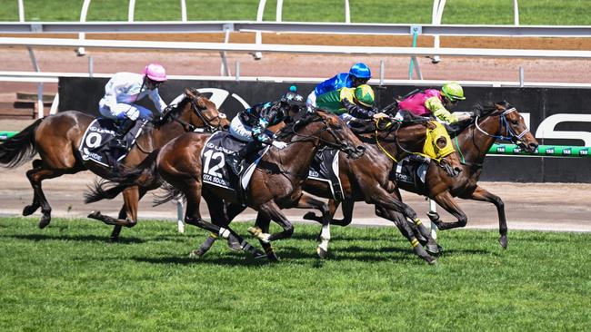 Absurde (pink cap) finished fifth in the Melbourne Cup behind Knight's Choice. Picture: Racing Photos via Getty Images