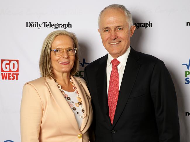 Prime Minister Malcolm Turnbull with wife Lucy Turnbull. Picture: Jonathan Ng