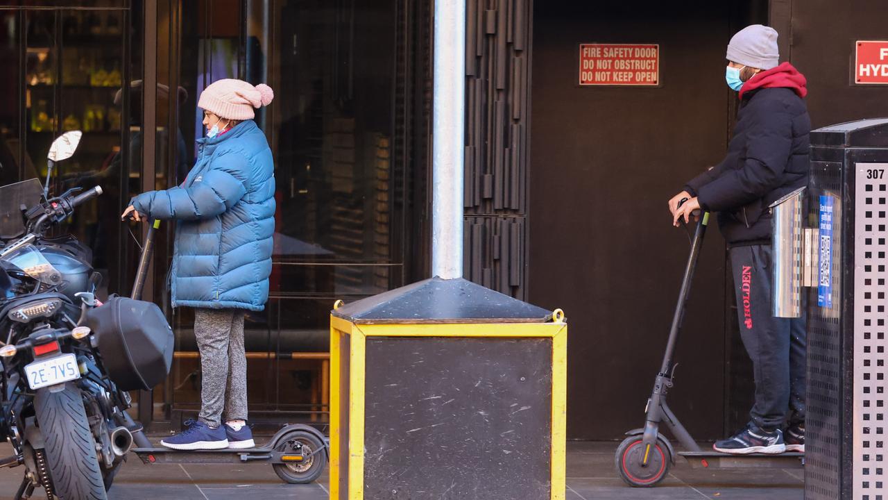 E-Scooter riders need to stick to the footpath in most states. Picture: NewsWire /Brendan Beckett