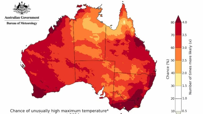 Warmer than average winter temperatures are forecast. Picture: Bureau of Meteorology