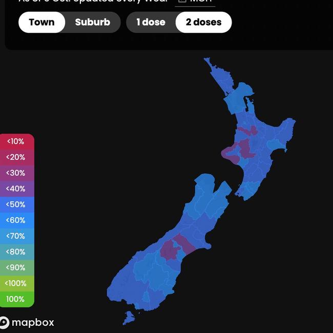 New Zealand's vaccination rates. Picture: covid19map