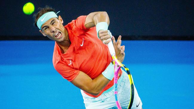 Spain's Rafael Nadal played a doubles match on New Year’s Eve and returned to singles action tonight. (Photo by Patrick HAMILTON / AFP)