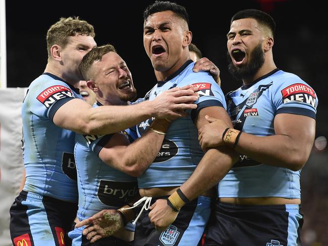 Were skin-tight jerseys one of the reasons behind NSW’s success? Picture: Ian Hitchcock/Getty Images