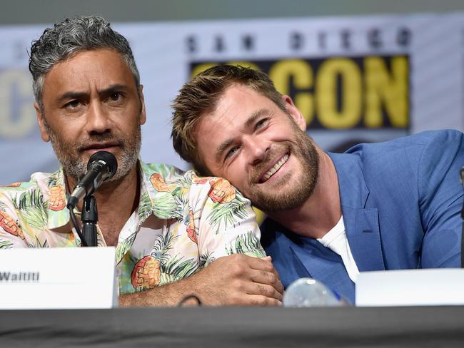 Chris Hemsworth with colourful Kiwi director Taika Waititi. Picture: Alberto E Rodriguez/Getty Images for Disney