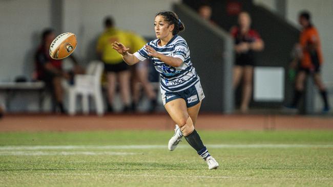 Courtney Tamati of the Darwin Brothers had a strong game for the Darwin Brothers. Picture: Pema Tamang Pakhrin