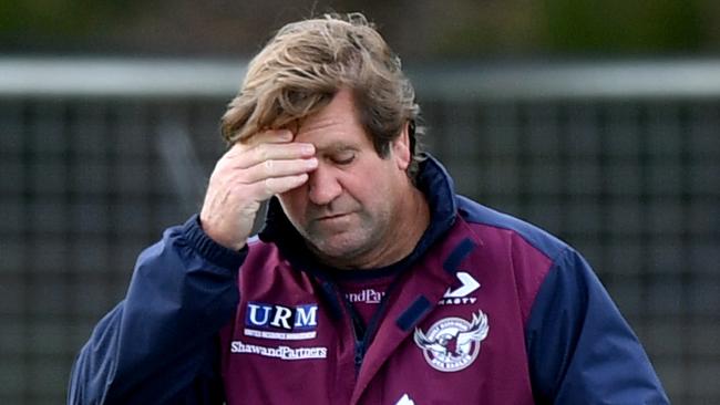 Des Hasler needs a top eight finish this year to extend his deal at the Sea Eagles. Picture: AAP