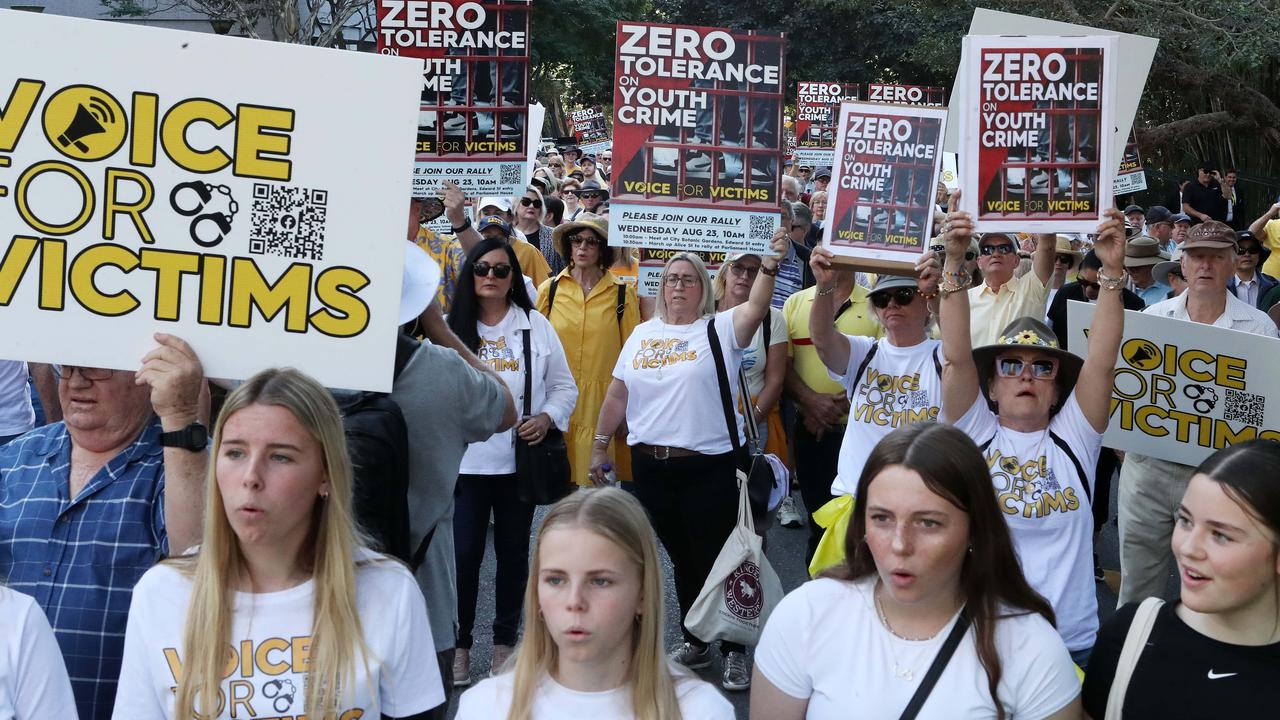 Emma Lovell’s children at the crime rally. Picture: Liam Kidston