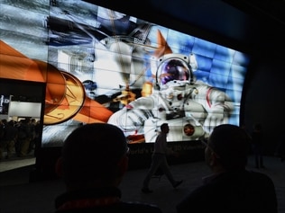 A large screen television at the CES