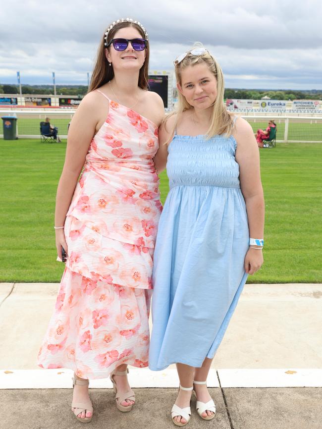 Gabby McGannon and Abbey Clark attend the Ballarat Cup. Picture: Brendan Beckett