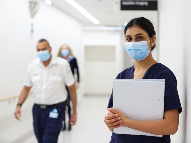 Registered Nurse and Team Leader of the Covid Clinic Amandeep Kaur is seen working the front line at Blacktown Hospital in Sydney Australia. Picture: NCA Newswire / Gaye Gerard