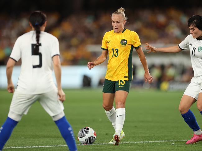 Yallop came off the bench in both of the Matildas’ most recent clashes against Uzbekistan. Picture: Getty Images