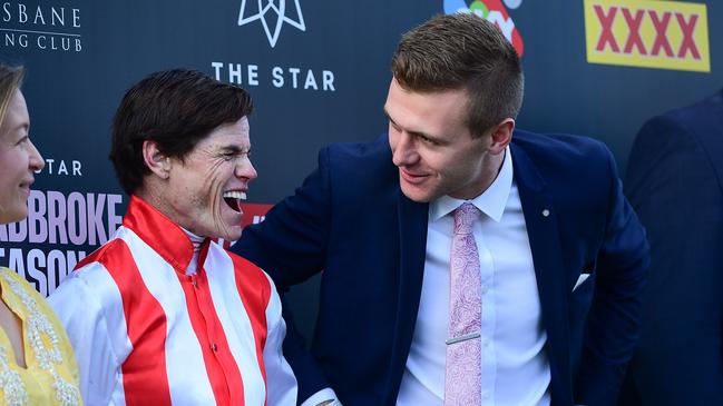 Douglas with jockey Craig Williams. Picture: Grant Peters-Trackside Photography