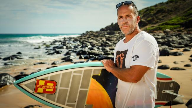 Gethyn Singleton at Parsons Beach where he rescued a man from drowning. Picture: AAP / Mike Burton