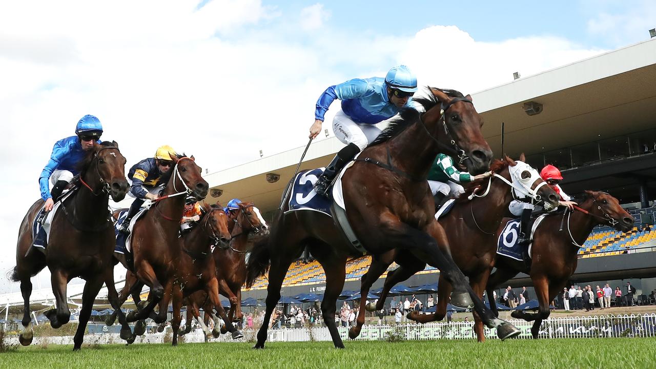 Adam Hyeronimus and Ikasara win Race 1 at the ATC Bookmakers Recognition Day Handicap at Rosehill Gardens in April. Picture: Getty Images