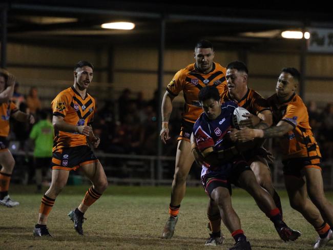 Israel Folau makes his Rugby League Gold Coast debut for Southport Tigers against defending champions Runaway Bay at Owen Park, Southport. Pic Mike Batterham