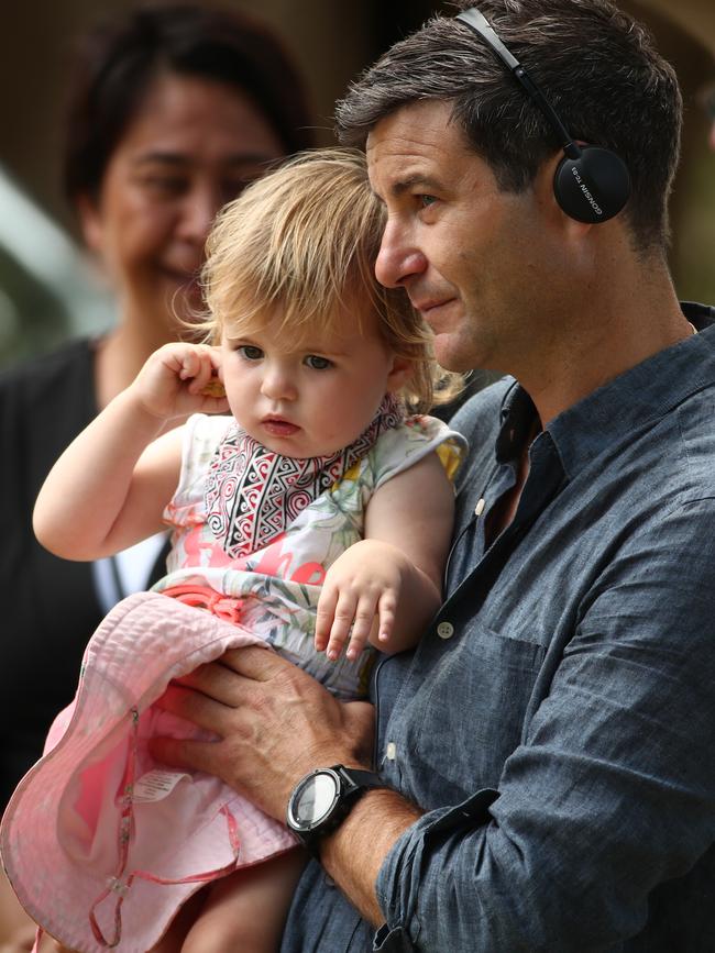 Neve Te Aroha Arden Gayford, with her dad Clarke.