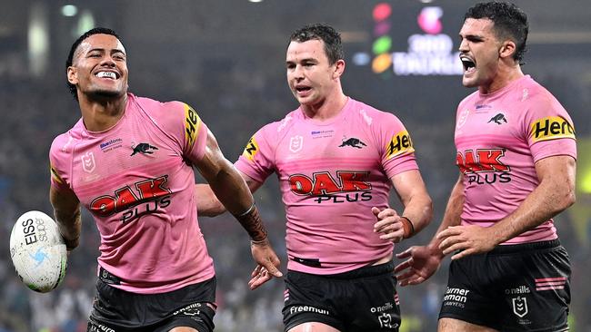 Stephen Crichton (left) is also a chance to play Origin this year. Picture: Bradley Kanaris/Getty Images