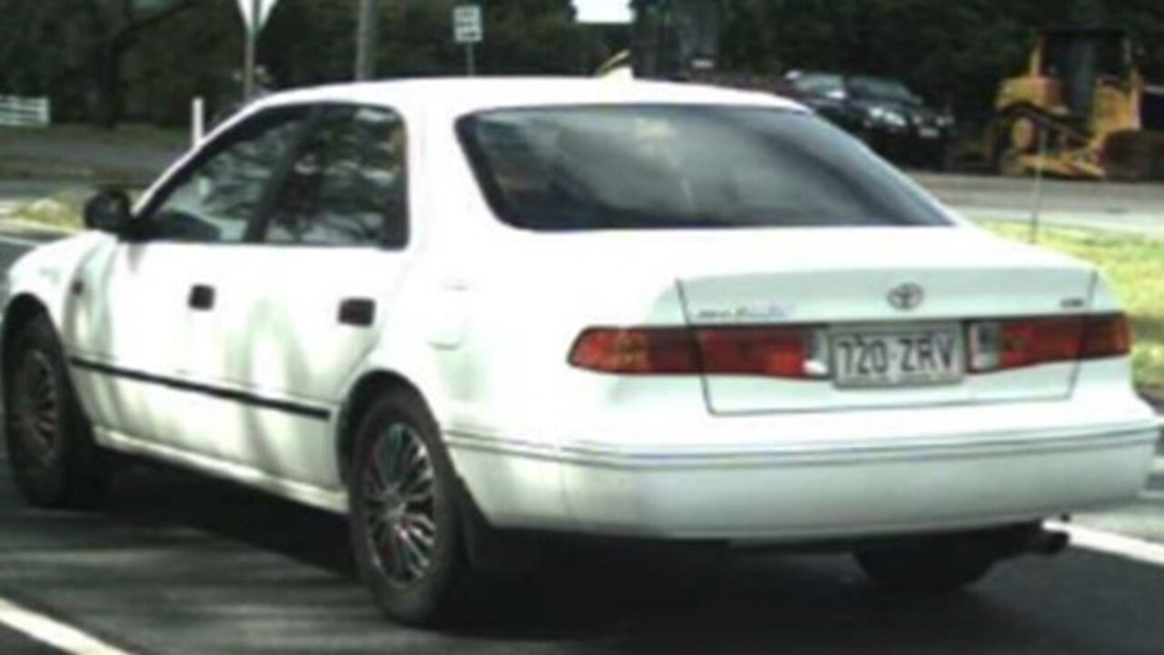 The white Toyota Camry sedan Christopher Adcock abandoned in Rockhampton. Picture: Queensland Police.
