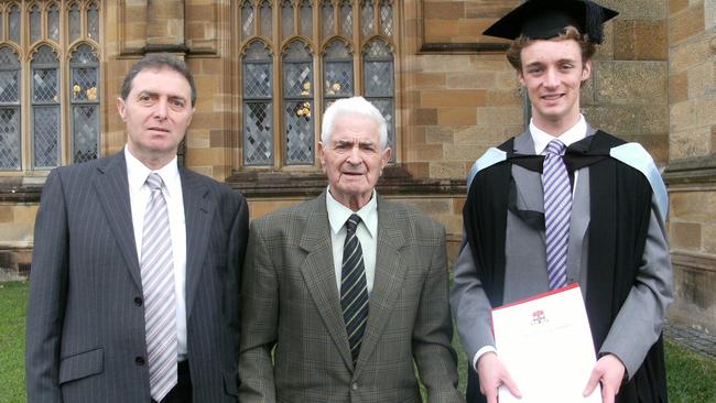 Three generations of the Boncardo family at the graduation of Philip in 2011. From left: Guy, Adamo and Philip.