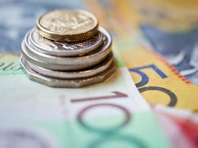 Stack of Australian dollars, cash money generic